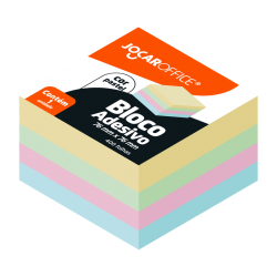 BLOCO ADESIVO COLORIDO PASTEL 76MMx76MM - SHRINK C/ 1 BLOCO COLORIDO 400F JOCAR OFFICE
