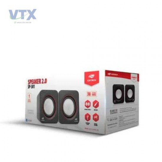 CAIXA DE SOM USB+P2 C3TECH 2.0 SP-301BK 3W PRETO