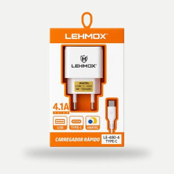 CARREGADOR TURBO DE CELULAR E TABLET USB TYPE-C 5V 4.1A LEHMOX