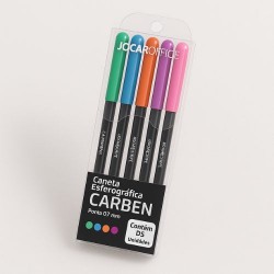 ESTOJO COM 5 UN CANETA ESFEROGRÁFICAS CARBON 0.7 COLORIDAS