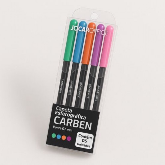 ESTOJO COM 5 UN CANETA ESFEROGRÁFICAS CARBON 0.7 COLORIDAS