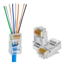 EXBOM CONECTOR RJ45 EZ CRIMP VAZADO CAT5E/6E