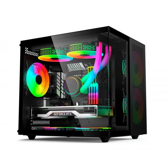 GABINETE GAMER EG820 MIZU PRETO VIDRO TEMPERADO (3 COOLER INCLUSO) EVOLUT