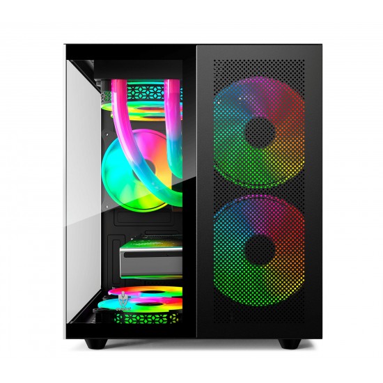 GABINETE GAMER EG820 MIZU PRETO VIDRO TEMPERADO (3 COOLER INCLUSO) EVOLUT