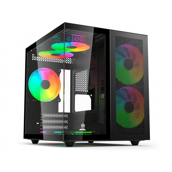 GABINETE GAMER EG820 MIZU PRETO VIDRO TEMPERADO (3 COOLER INCLUSO) EVOLUT
