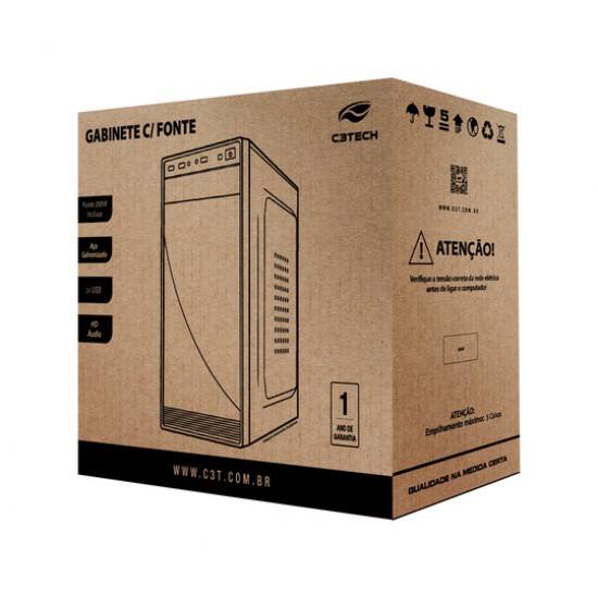 GABINETE MICRO ATX COM FONTE MT-31V2BK PRETO C3TECH