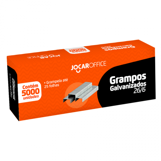 GRAMPO GALVANIZADO 26/6 CAIXA COM 5000 UN JOCAR OFFICE