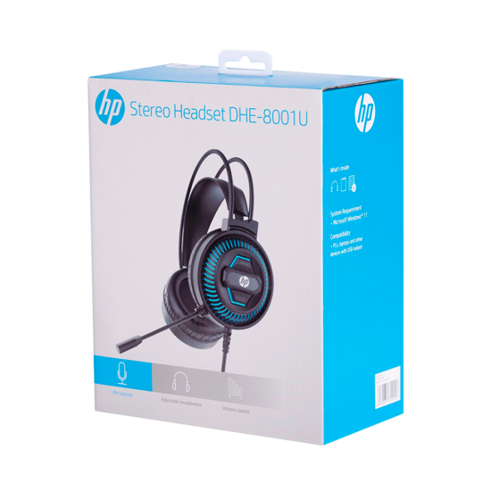 HEADSET GAMER HP, CONEXÃO USB - DHE-8001U