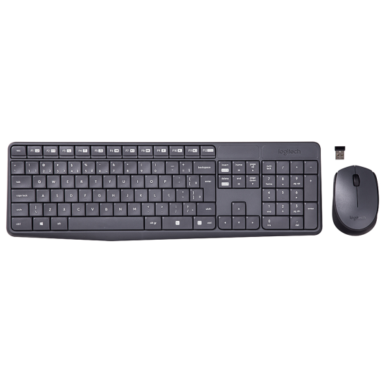 KIT MOUSE E TECLADO LOGITECH MK235 SEM FIO PRETO