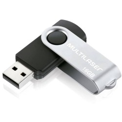 PEN DRIVE 16GB TWIST2 PRETO/PRATA PD588