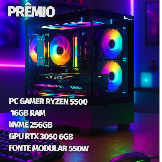 RIFA DA SORTE VTX PC GAMER RYZEN 5500 16GB 256GB NVME FONTE 500W