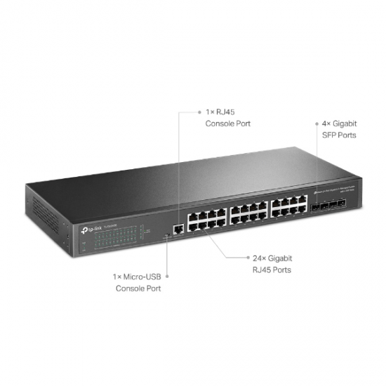 SWITCH GERENCIAVEL TP-LINK L2+ 24 PORTAS GIGABIT TL-SG3428 E 4 SLOTS SFP JETSTREAM
