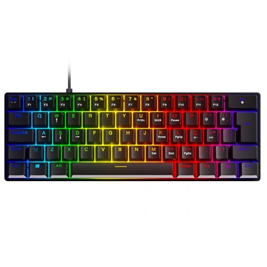 TECLADO GAMER MECANICO 60% ZOT - SWITCH OUTEMU BROWN HOTSWAP - LED RGB - PCYES - PZOHBWRGB