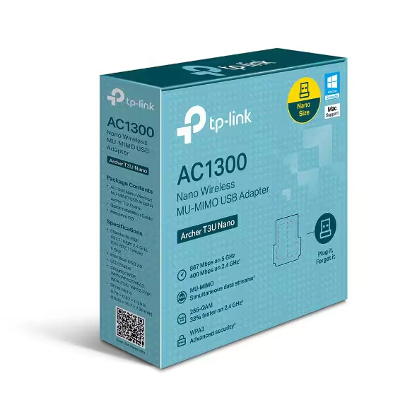 ADAPTADOR TPLINK ARCHER T3U NANO USB MUMIMO SEM FIO