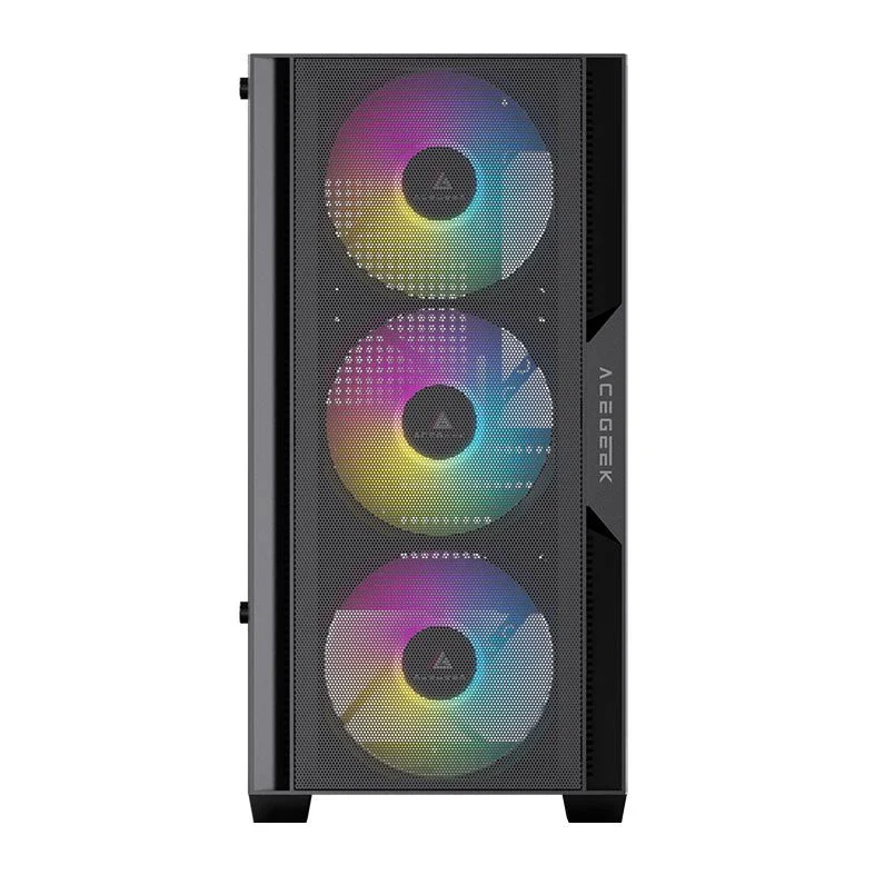 GABINETE GAMER ACEGEEK STRATUS MESH MID-TOWER LATERAL DE VIDRO PRETO AG-STRATUS-MESH-BK