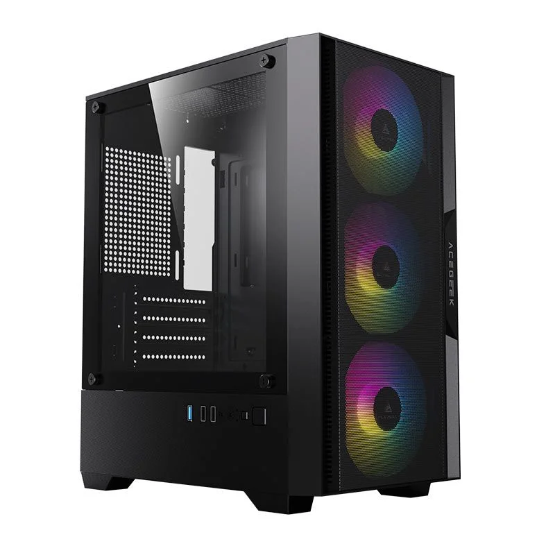 GABINETE GAMER ACEGEEK STRATUS MESH MID-TOWER LATERAL DE VIDRO PRETO AG-STRATUS-MESH-BK