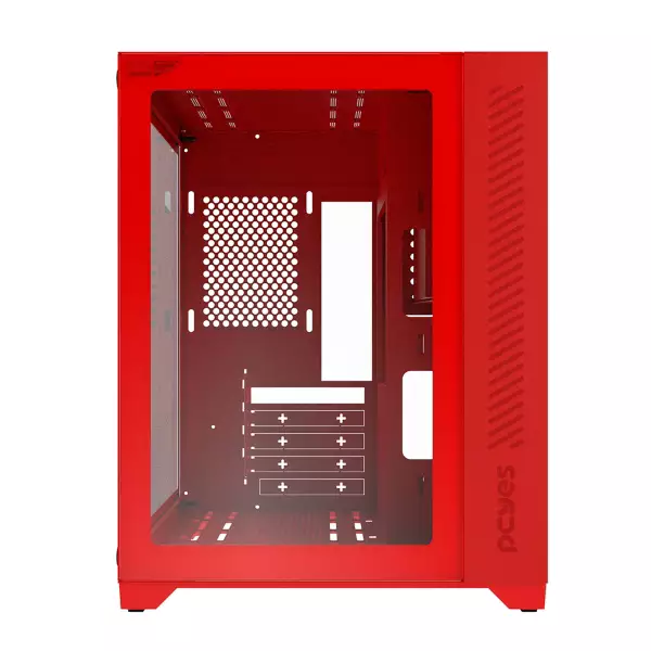 GABINETE GAMER FORCEFIELD RED MAGMA FRONTAL E LATERAL EM VIDRO PCYES - GFFRMP
