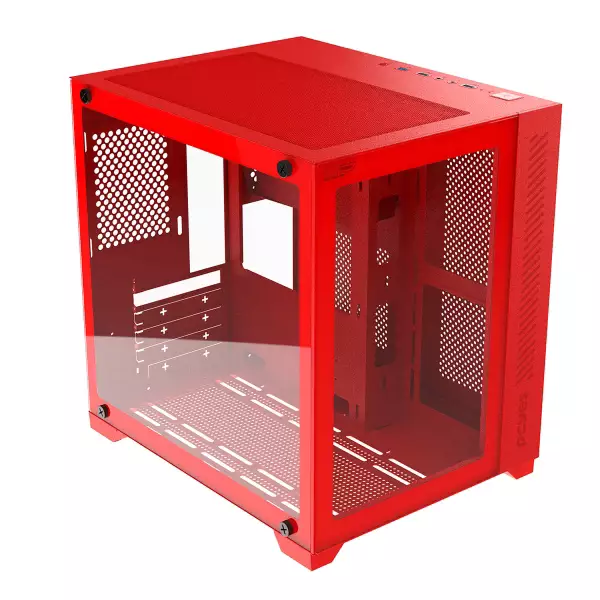 GABINETE GAMER FORCEFIELD RED MAGMA FRONTAL E LATERAL EM VIDRO PCYES - GFFRMP