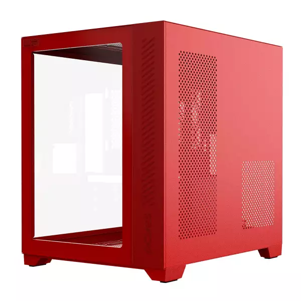 GABINETE GAMER FORCEFIELD RED MAGMA FRONTAL E LATERAL EM VIDRO PCYES - GFFRMP