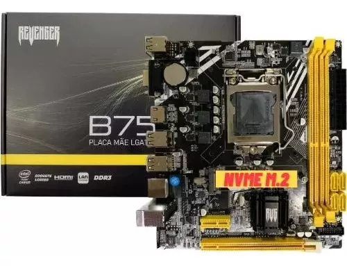 PLACA MAE B75 1155 2ª E 3ª GERAÇÃO ATÉ 16GB GIGABIT 1000MBPS REVENGER