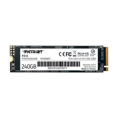 SSD PATRIOT P310 240GB M.2 2280 NVME PCIE GEN 3 X4 LEITURA 1700MB/S GRAVACAO 1000MB/S - P310P240GM28