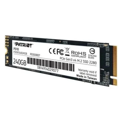 SSD PATRIOT P310 240GB M.2 2280 NVME PCIE GEN 3 X4 LEITURA 1700MB/S GRAVACAO 1000MB/S - P310P240GM28