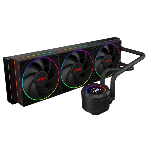 WATER COOLER PCYES VISION 360MM BLACK VULCAN - TELA LCD 2,1 - VS360BV