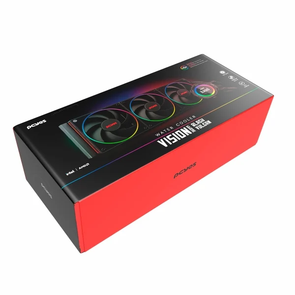WATER COOLER PCYES VISION 360MM BLACK VULCAN - TELA LCD 2,1 - VS360BV